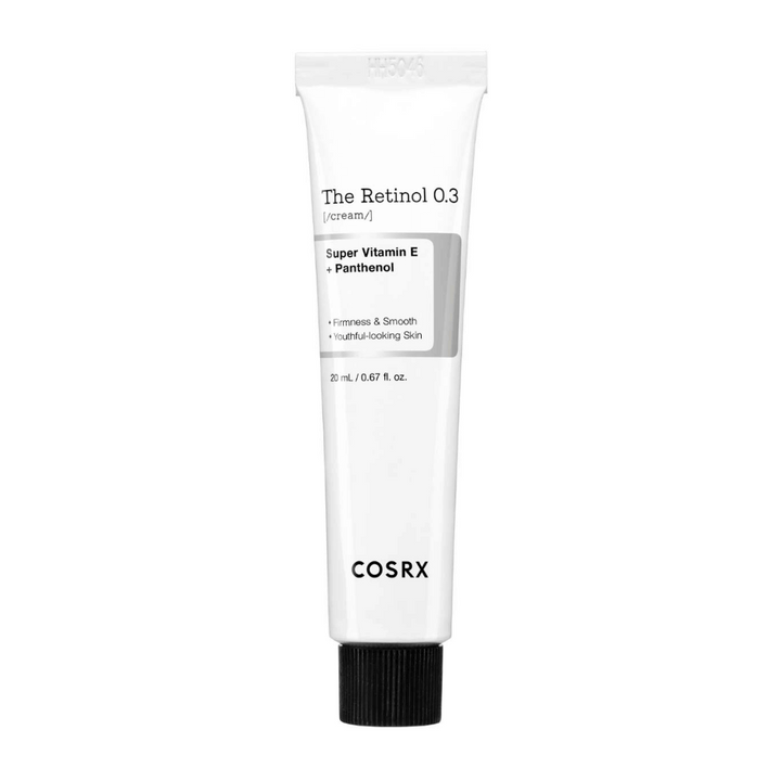 COSRX The Retinol 0.3 Cream innehåller 0,3% ren retinol, vilket förbättrar hudens fasthet och minskar synligheten av fina linjer. Berikad med super vitamin E och panthenol, ger den en mjuk och ungdomlig hy. En perfekt lösning för den som vill bekämpa ålderstecken och återfukta huden effektivt.