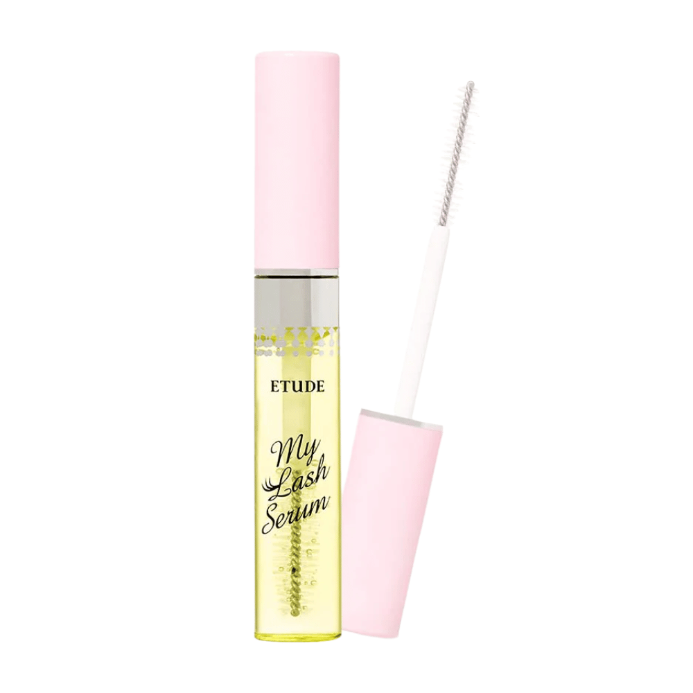 En flaska ETUDE's My Lash Serum 9g med rosa lock.